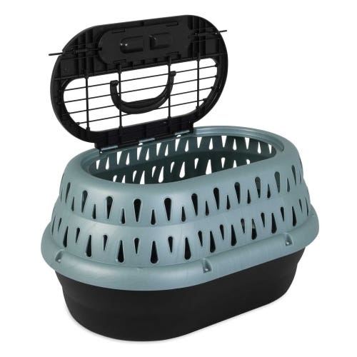 Petmate 41454 Top Load Cat Kennel, 12-1/2 in W, 10.8 in H, 10 lb, Plastic, Pearl Green Frost