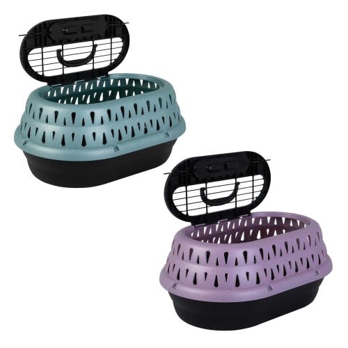 Petmate 41454 Top Load Cat Kennel, 12-1/2 in W, 10.8 in H, 10 lb, Plastic, Pearl Green Frost