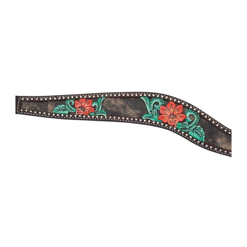 Circle Y Cactus Flower Filigree Breast Collar, 1-1/4 to 2 in W, Horse, Leather, Chocolate