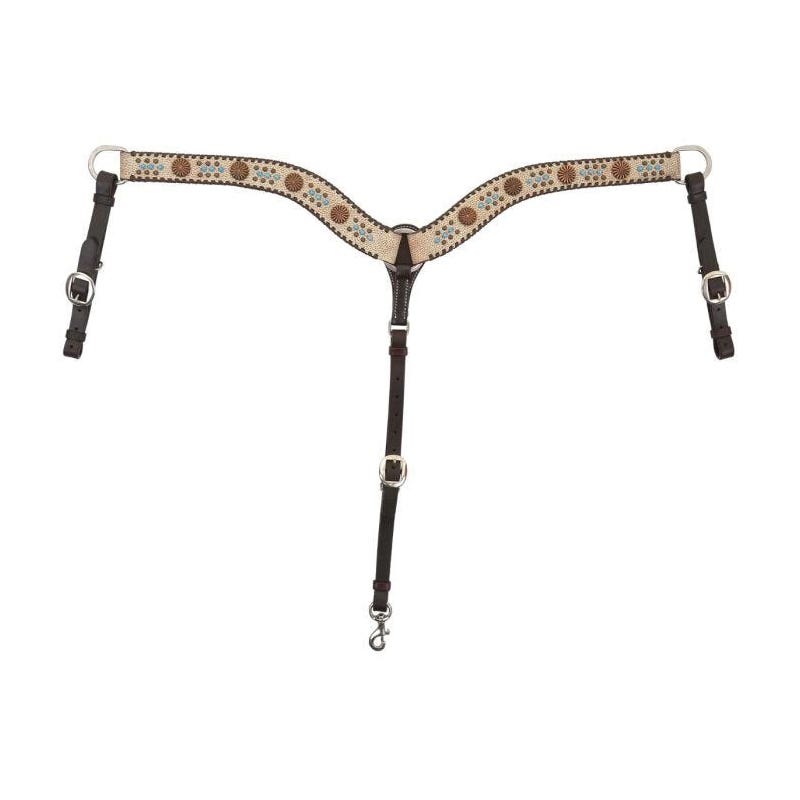 Circle Y Dakota Pinwheel Breast Collar, 1-1/2 to 2 in W, Horse, Leather, Chocolate