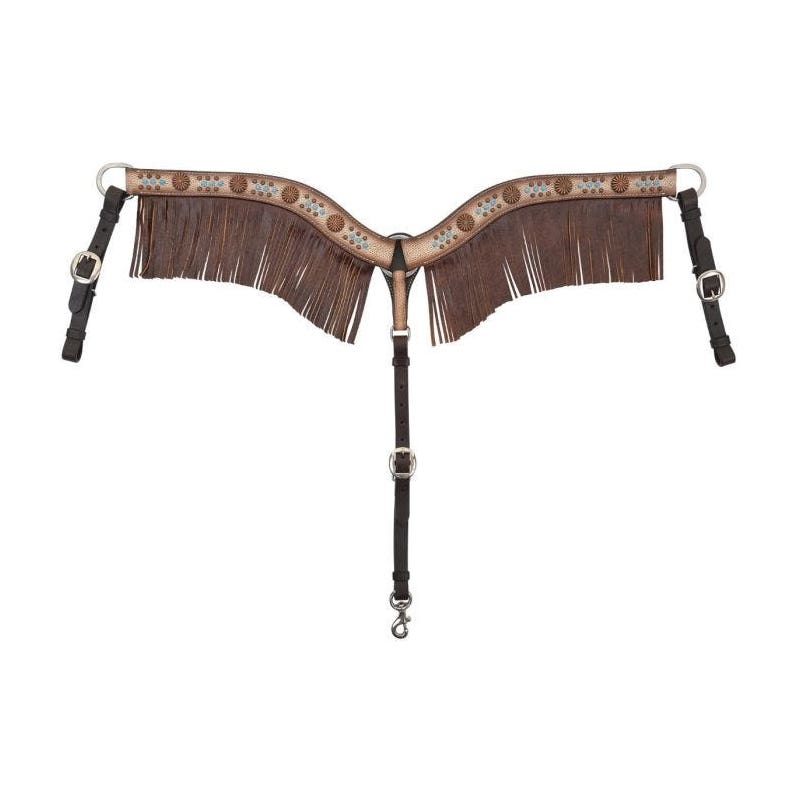 Circle Y Desert Racer Breast Collar, 1-1/2 to 1-3/4 in W, Horse, Leather, Chocolate