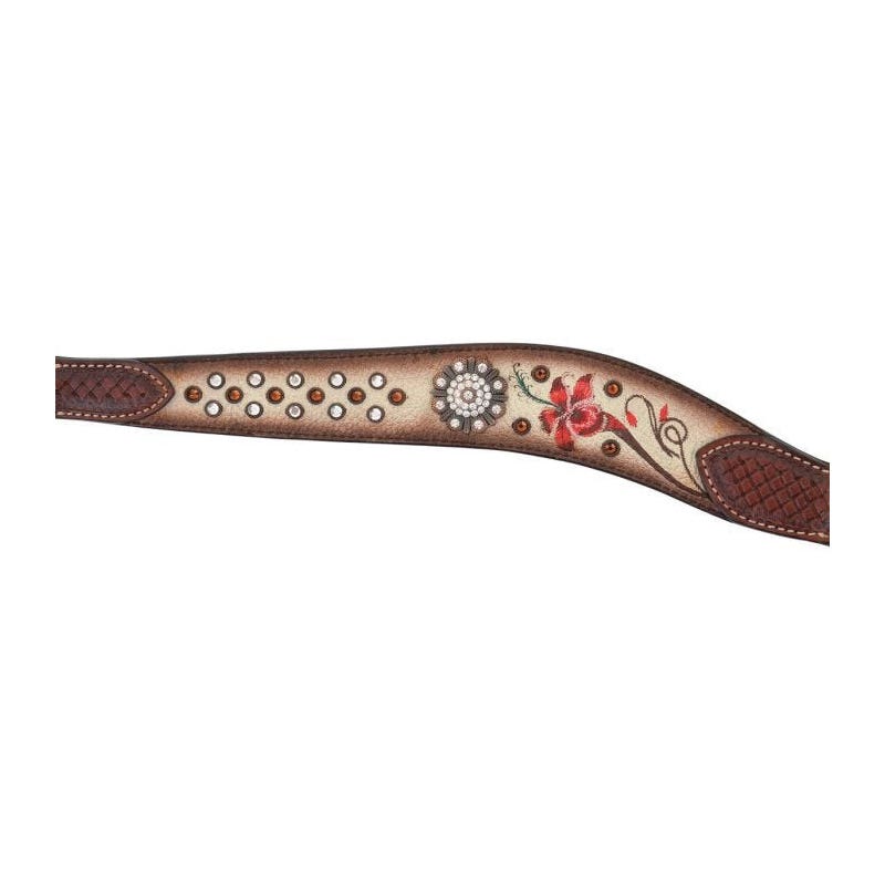 Circle Y Fire Lily Breast Collar, 1-1/8 to 2-1/8 in W, Horse, Leather, Chestnut