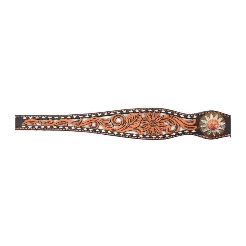 Circle Y White Daisy Filigree Breast Collar, 1 to 2 in W, Horse, Leather, Chocolate