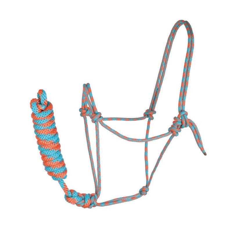 Reinsman Rope Halter with Lead, Horse, Polypropylene, Orange/Turquoise Twist