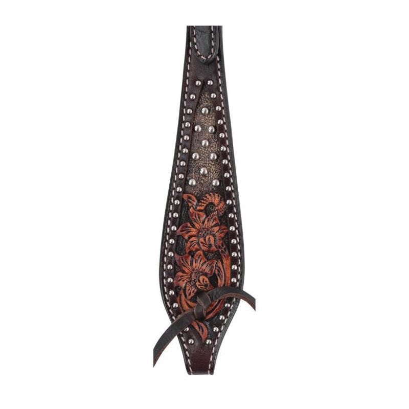 Circle Y Browband Headstall, Horse, Dark Flash Arizona Flower, Leather, Chocolate