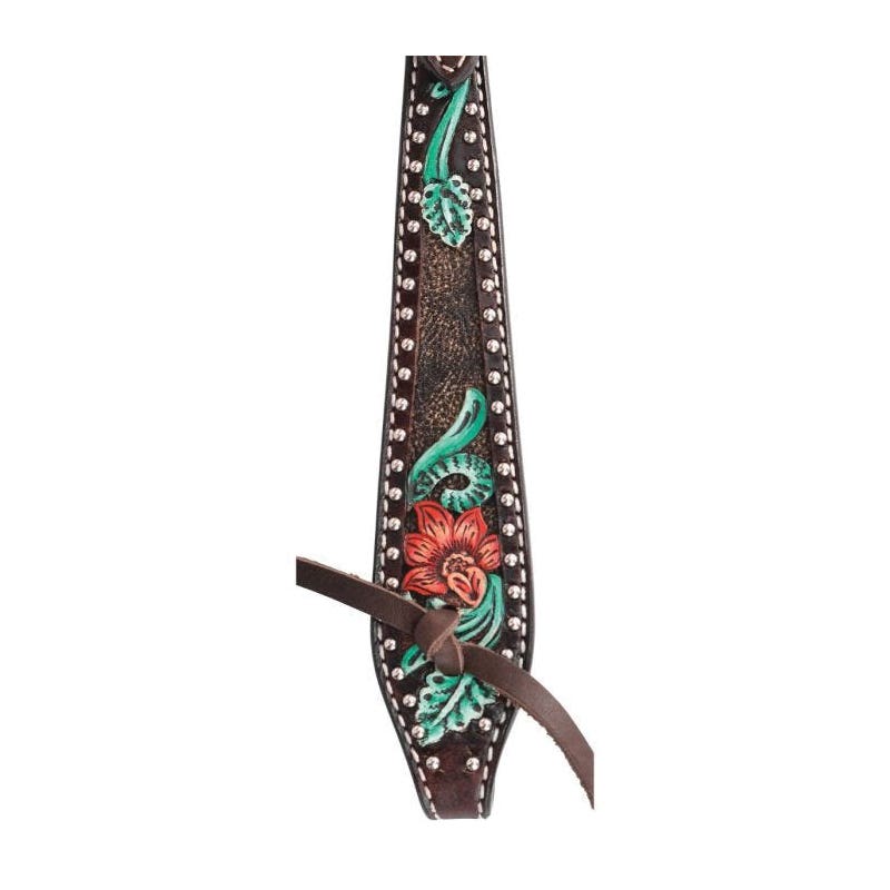 Circle Y Browband Headstall, Horse, Cactus Flower Filigree, Leather