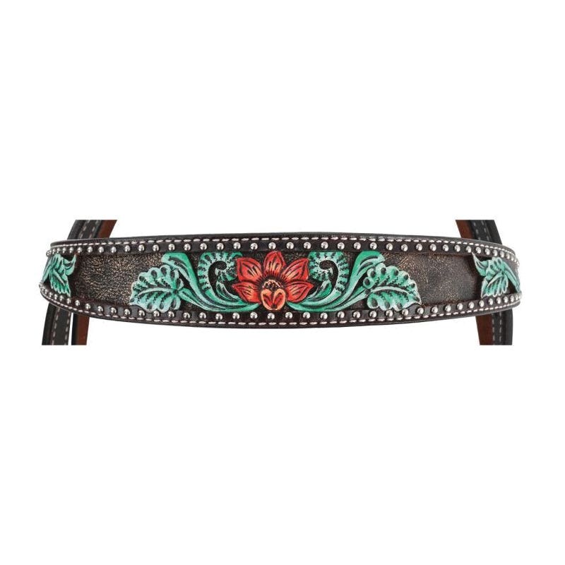 Circle Y Browband Headstall, Horse, Cactus Flower Filigree, Leather