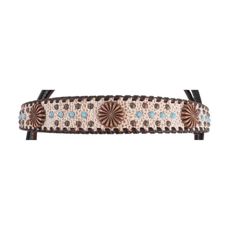 Circle Y Browband Headstall, Horse, Dakota Pinwheel, Leather, Chocolate