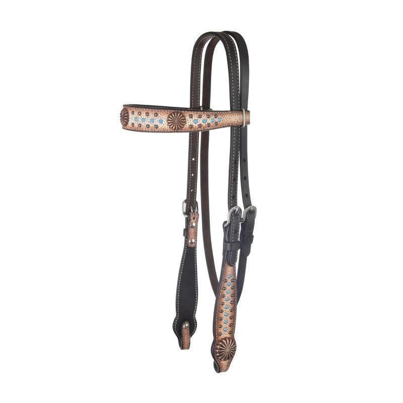 Circle Y Browband Headstall, Horse, Desert Racer, Leather, Chocolate