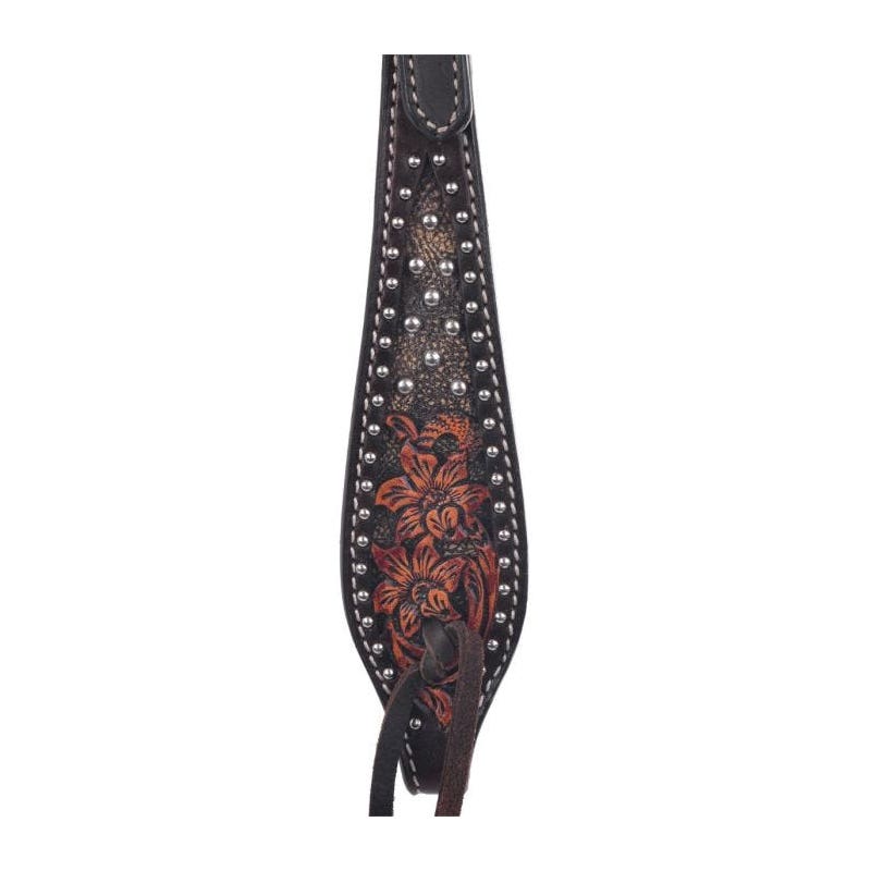 Circle Y One Ear Headstall, Horse, Dark Flash Arizona Flower, Leather, Chocolate