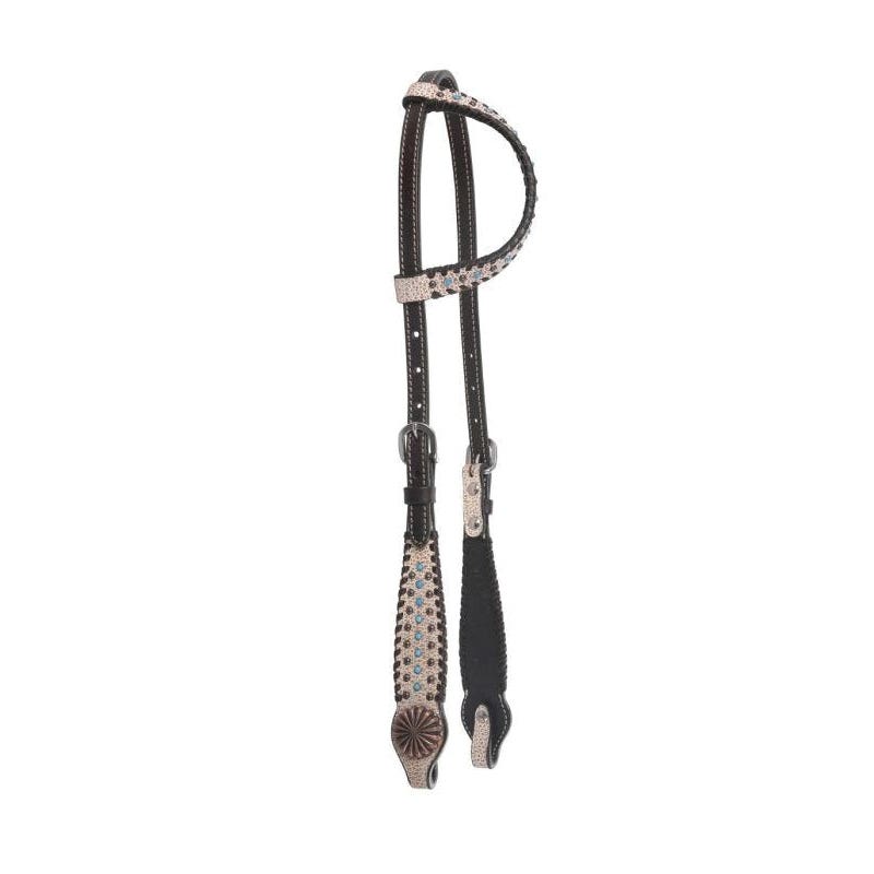 Circle Y One Ear Headstall, Horse, Dakota Pinwheel, Leather, Chocolate