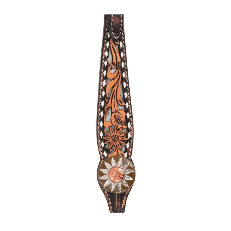 Circle Y One Ear Headstall, Horse, White Daisy Filigree, Chocolate