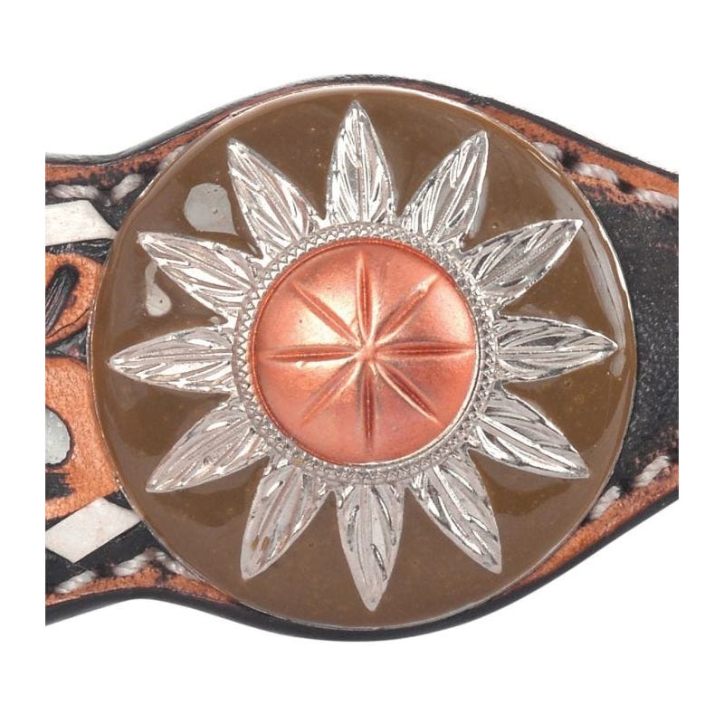 Circle Y One Ear Headstall, Horse, White Daisy Filigree, Chocolate