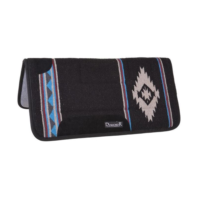 Reinsman DIAMOND R Series Saddle Pad, 1 in Thick, Acrylic/Leather/Suede/Wool Felt, Black