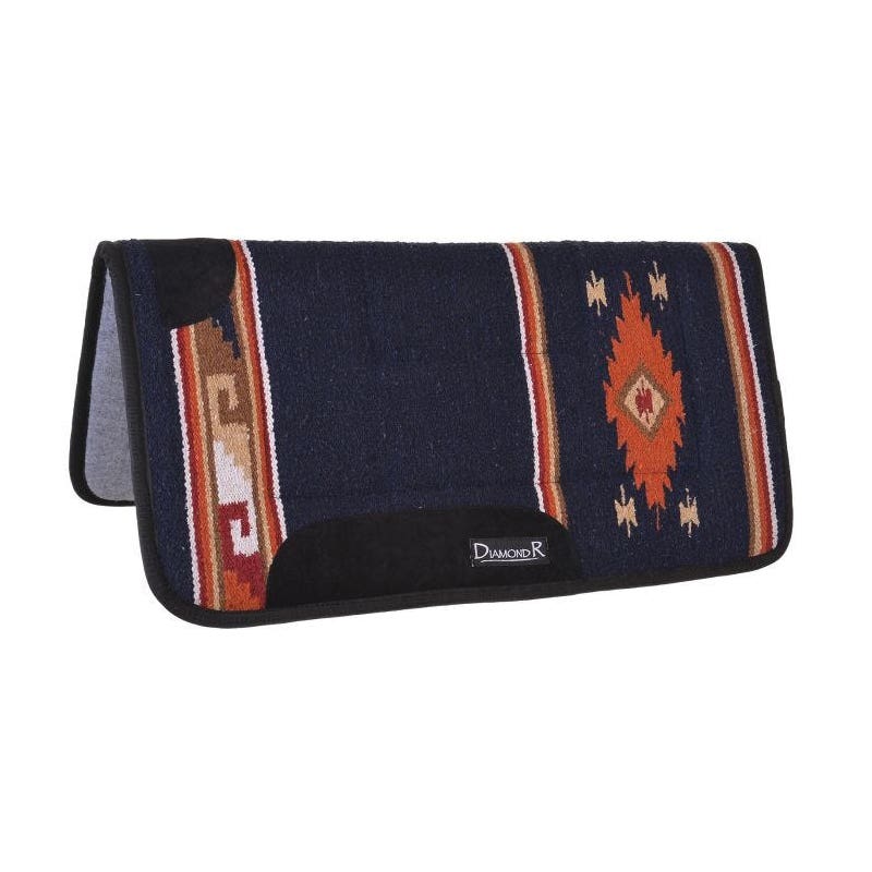 Reinsman DIAMOND R Series Saddle Pad, 1 in Thick, Acrylic/Leather/Suede/Wool Felt, Navy
