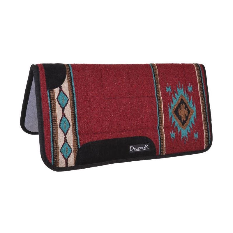 Reinsman DIAMOND R Series Saddle Pad, 1 in Thick, Acrylic/Leather/Suede/Wool Felt, Red