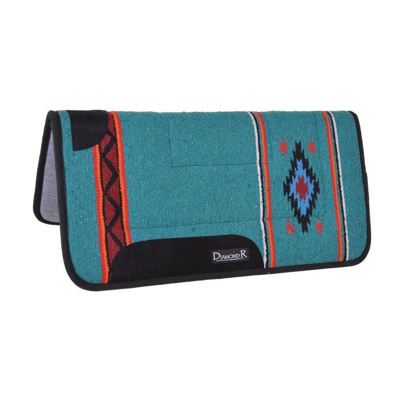 Reinsman DIAMOND R Series Saddle Pad, 1 in Thick, Acrylic/Leather/Suede/Wool Felt, Turquoise