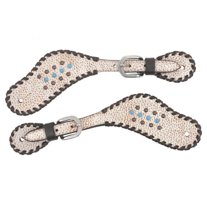 Circle Y Spur Straps, Women's, Dakota Pinwheel, Leather, Chocolate/Copper/Cream/Turquoise