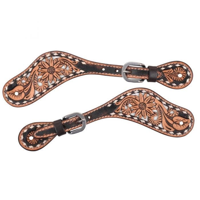 Circle Y Spur Straps, Women's, Daisy, Chocolate/White