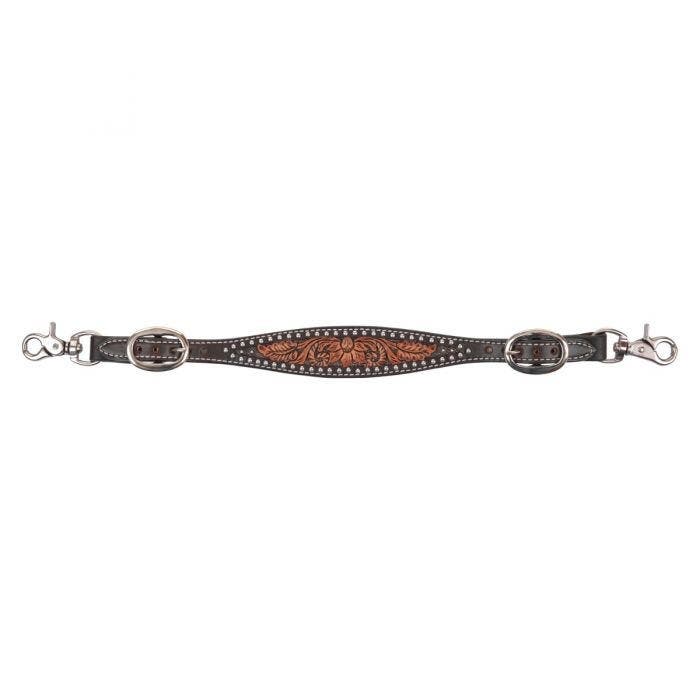 Circle Y Wither Straps, Dark Flash Arizona Flower, Leather, Chocolate/Silver