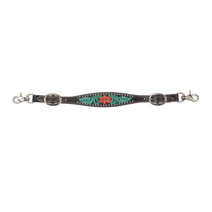 Circle Y Wither Straps, Cactus Flower, Leather/Stainless Steel, Chocolate/Silver