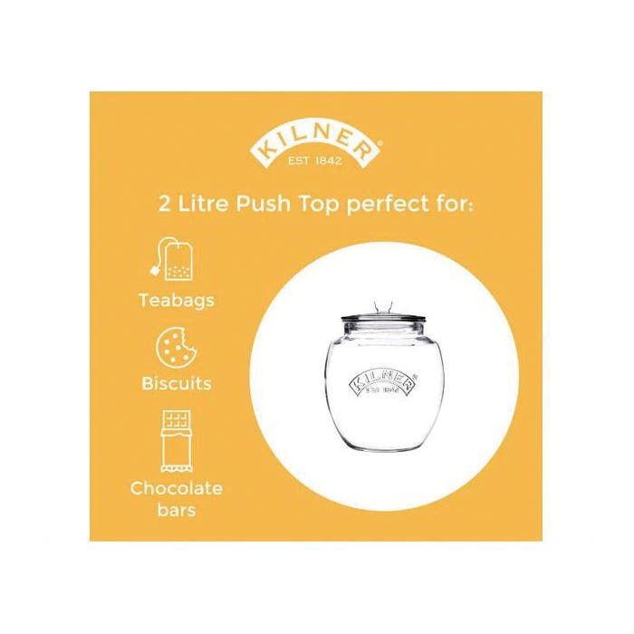 Kilner 0025.742 Universal Push Top Storage Jar, 2 L, Sodalime Glass