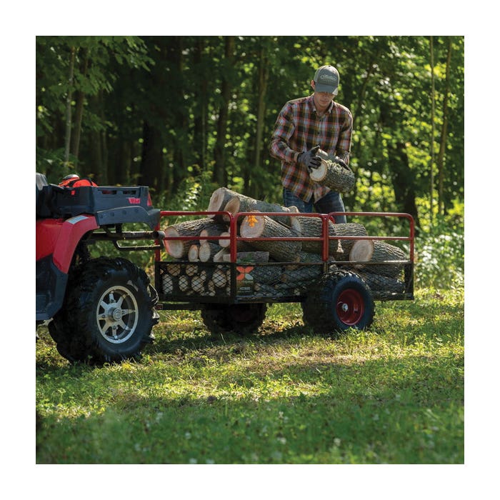 YUTRAX ATV Trailer, 1500 lb, 88 in L x 50 in W Dimensions, Steel, 18 x 9-1/2 to 8 in Wheel, Black/Red