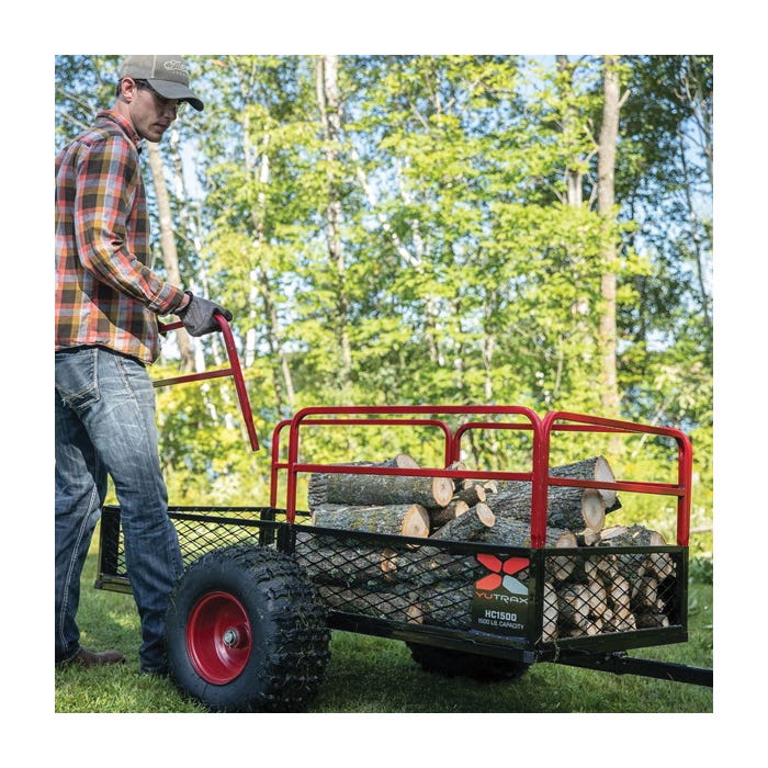 YUTRAX ATV Trailer, 1500 lb, 88 in L x 50 in W Dimensions, Steel, 18 x 9-1/2 to 8 in Wheel, Black/Red