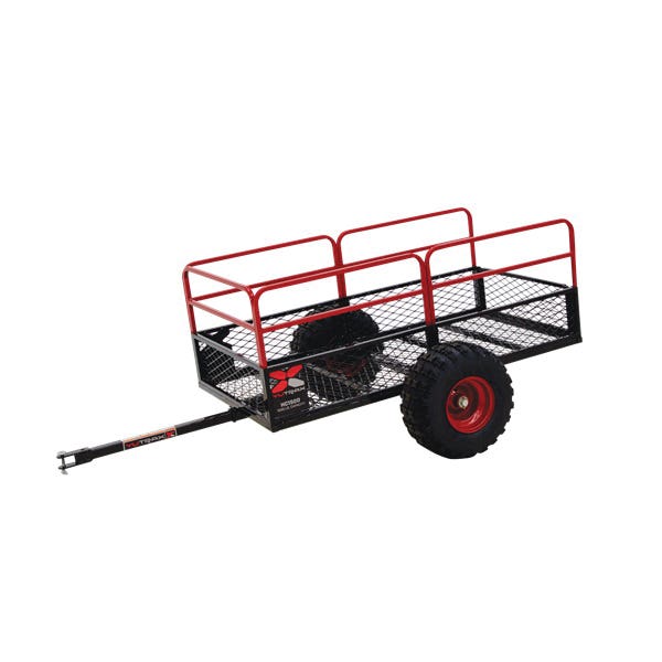 YUTRAX ATV Trailer, 1500 lb, 88 in L x 50 in W Dimensions, Steel, 18 x 9-1/2 to 8 in Wheel, Black/Red