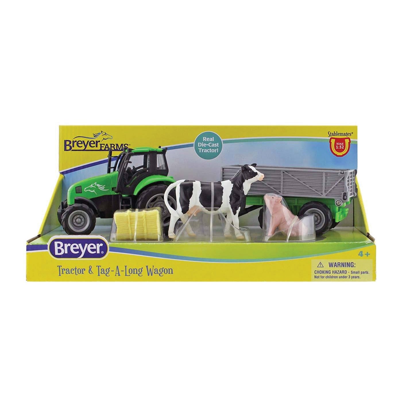 Breyer Farms, Stablemates Series Playset, Tractor and Tag-A-Long Wagon