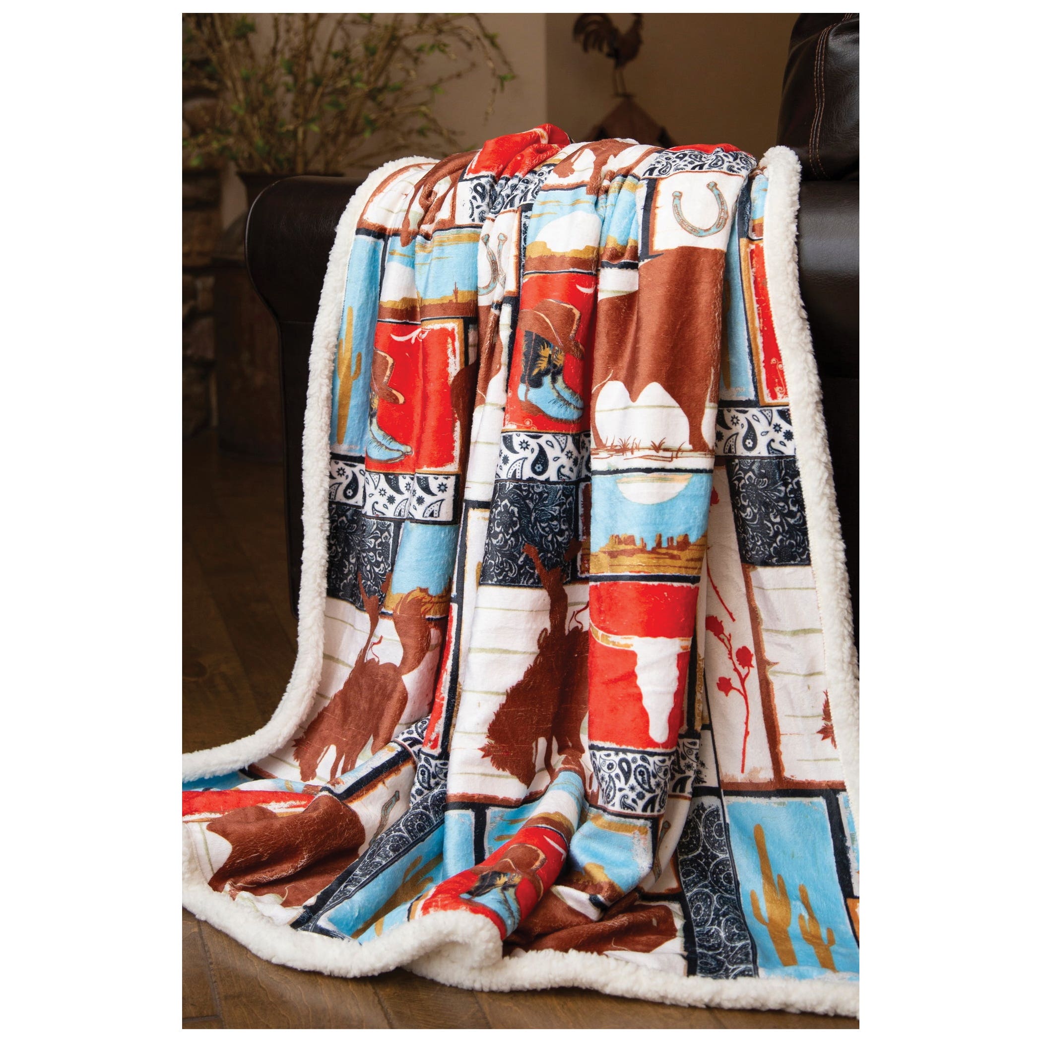 Wrangler Vintage Western Pattern Throw Blanket