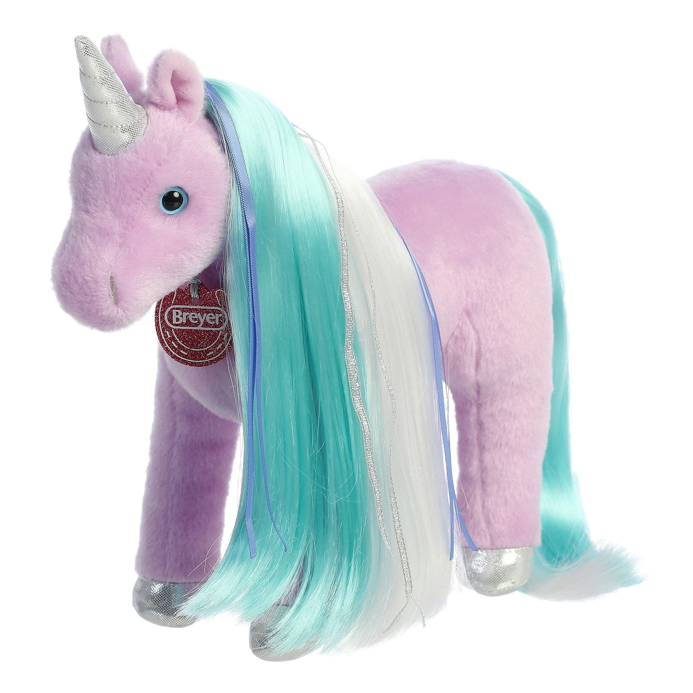 Breyer Twilight Unicorn Plush Toy, Orchid Purple/Sparkly Silver/Teal/White
