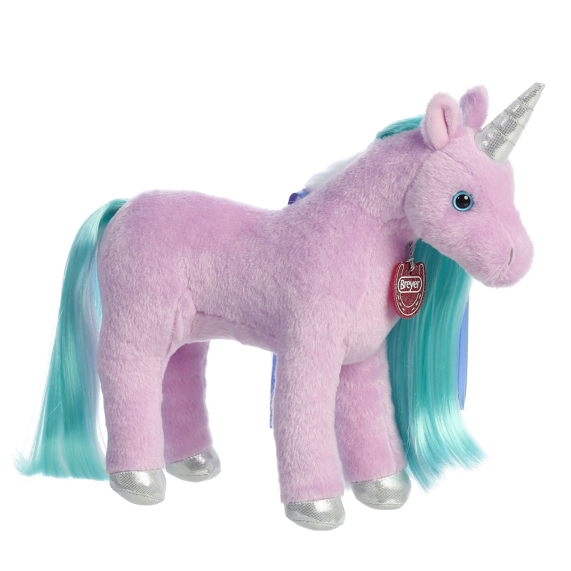Breyer Twilight Unicorn Plush Toy, Orchid Purple/Sparkly Silver/Teal/White