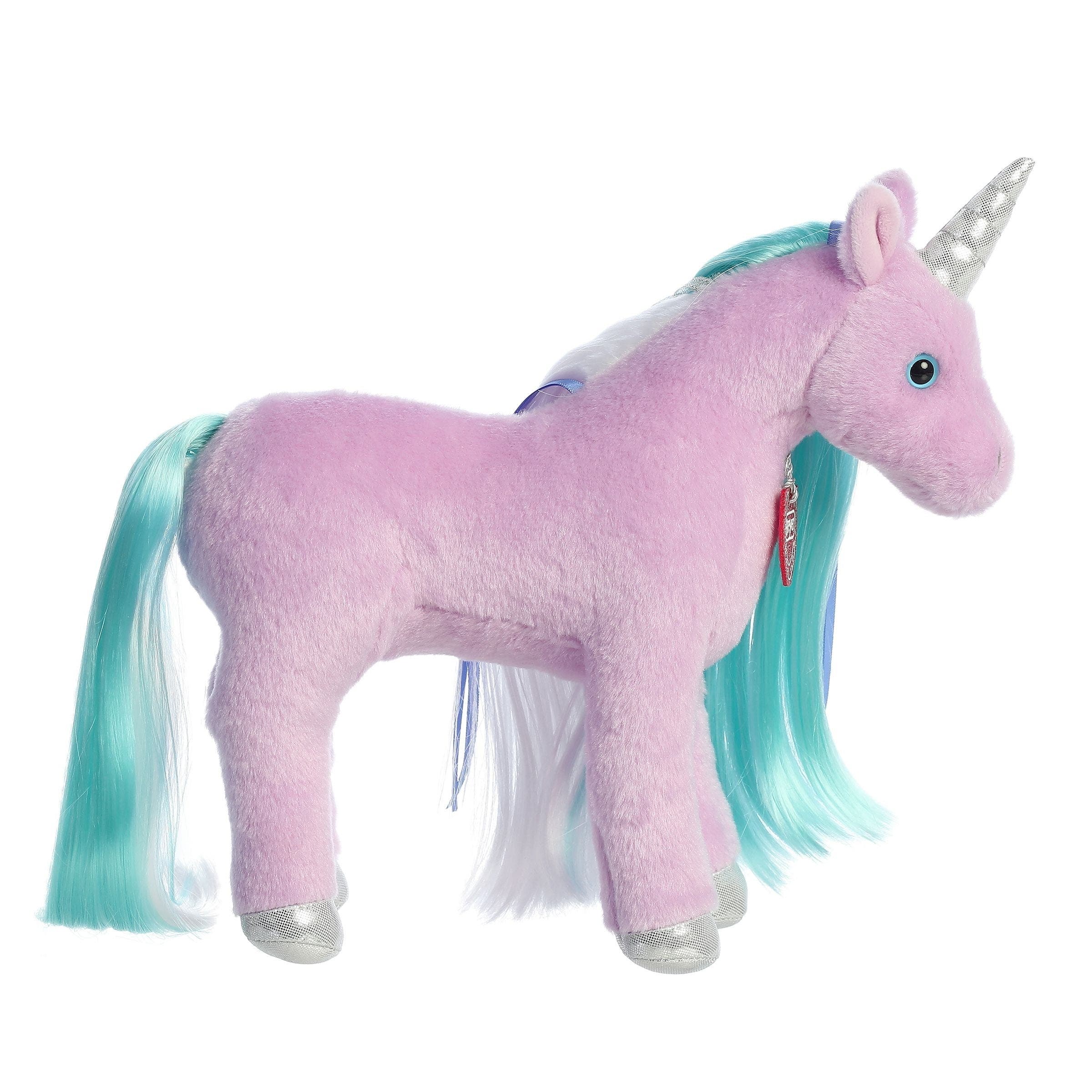 Breyer Twilight Unicorn Plush Toy, Orchid Purple/Sparkly Silver/Teal/White