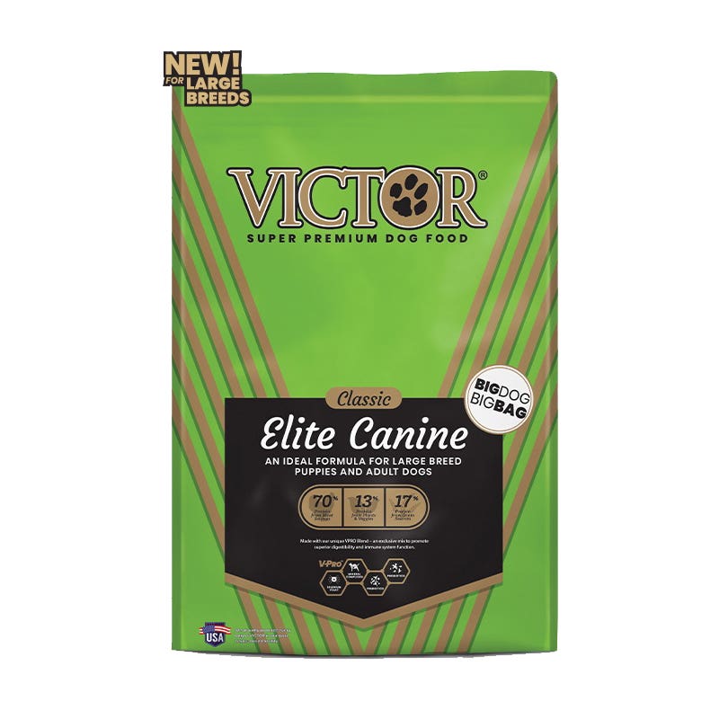 Victor Elite Canine Series Dog Food, L, Dry Kibble, 40 lb