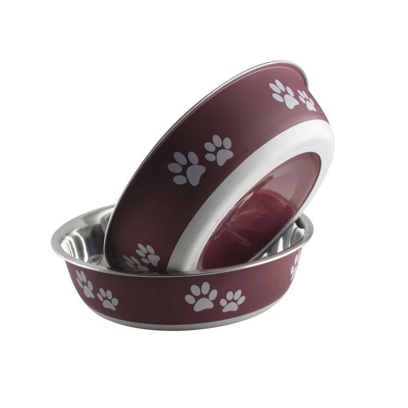 Indipets 800445 Buster Bowl, 14 cm Dia, S, 13 oz Volume, Stainless Steel/TPE, Merlot