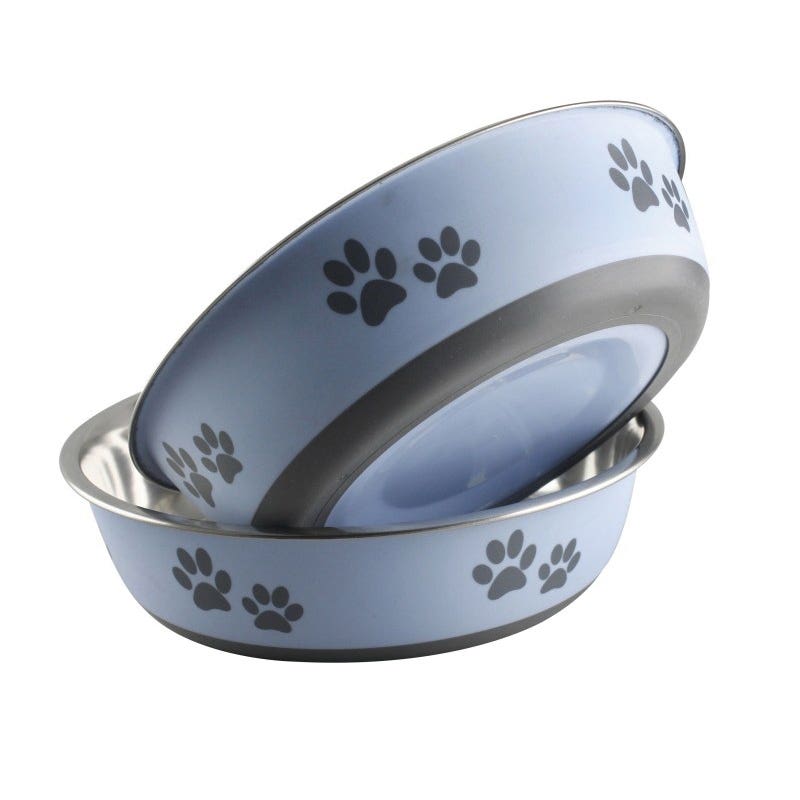 Indipets 800453 Buster Bowl, 21 cm Dia, L, Stainless Steel/TPE, Maya Blue