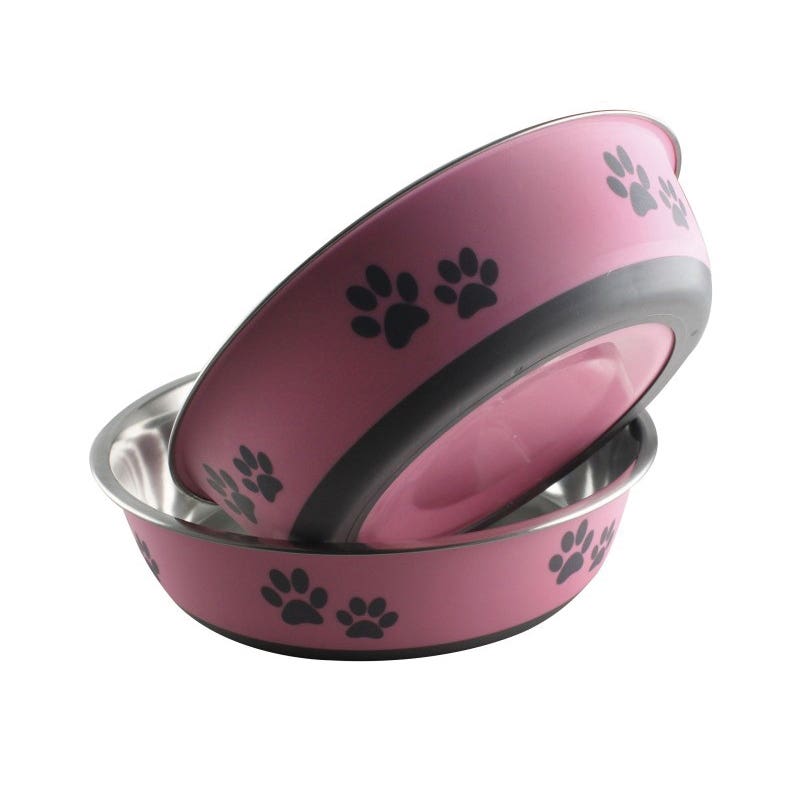 Indipets 800454 Buster Bowl, 14 cm Dia, S, Stainless Steel/TPE, Princess Pink
