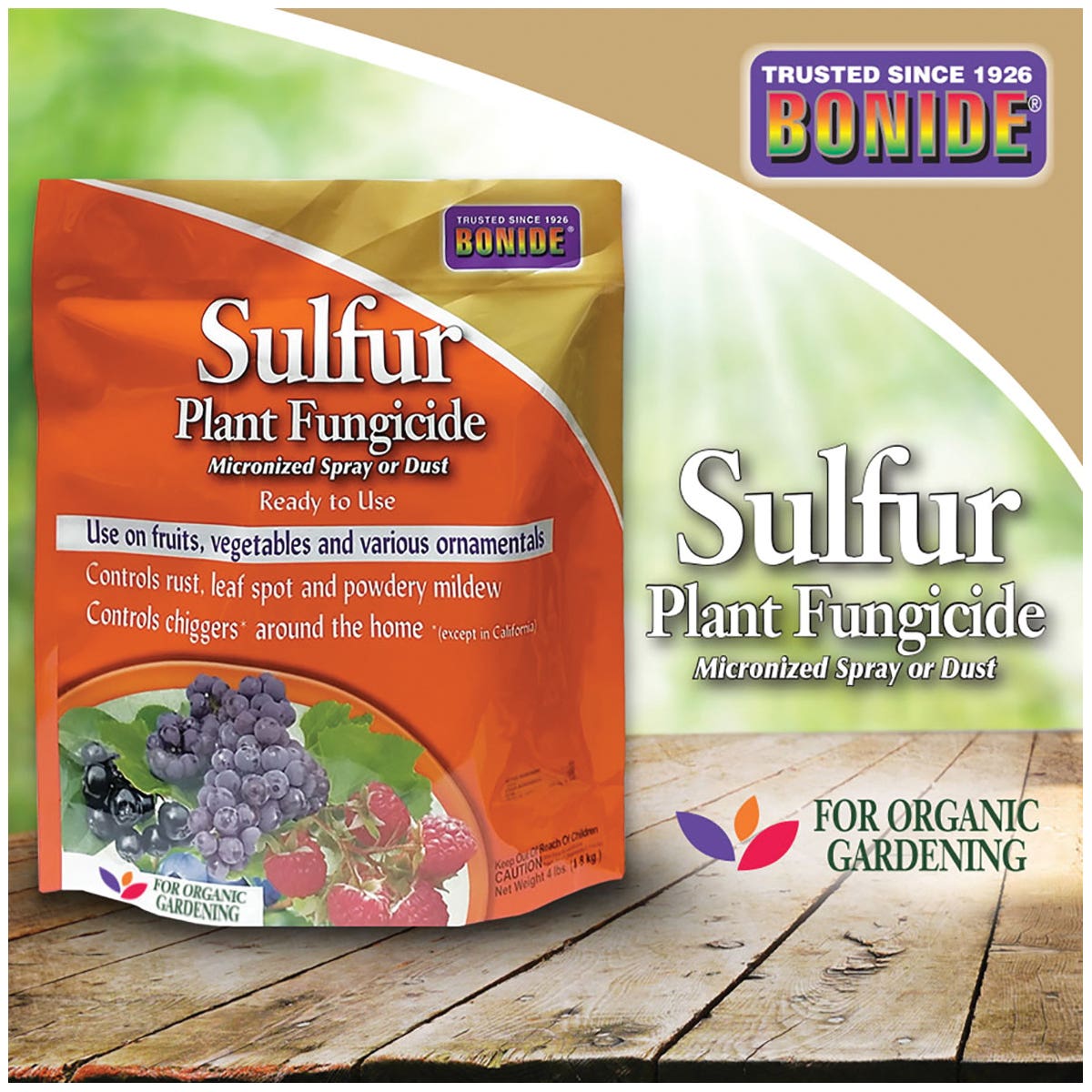 Bonide Plant Fungicide, Powder, Rotten Egg, Pale Yellow, 4 lb Bag