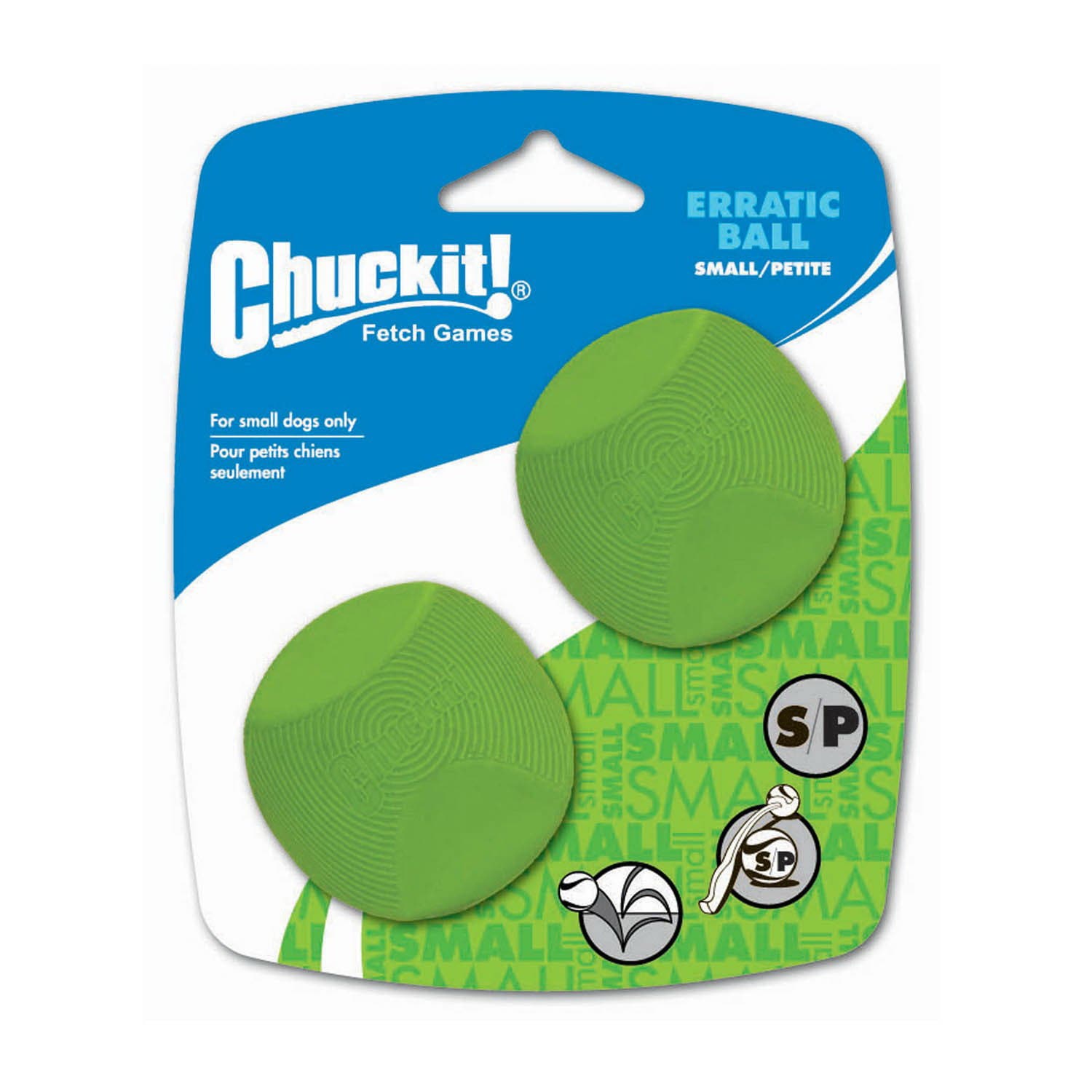 Chuckit! Dog Toy, S, Erratic Ball, Rubber, Green
