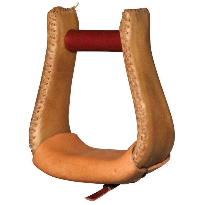 Reinsman Rawhide Bell Stirrup, 6 in L, 5 in W, Leather, Mahogany