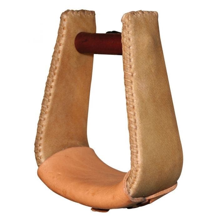 Reinsman Deep Rawhide Laced Roper Stirrup, 6 in L, 5 in W, Leather, Mahogany
