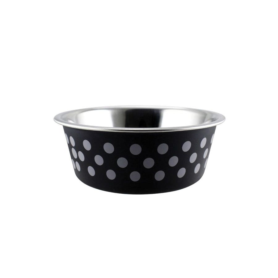 Indipets 800464 Buster Bowl, M, Plastic/Rubber/Stainless Steel/TPE, Black/Gray