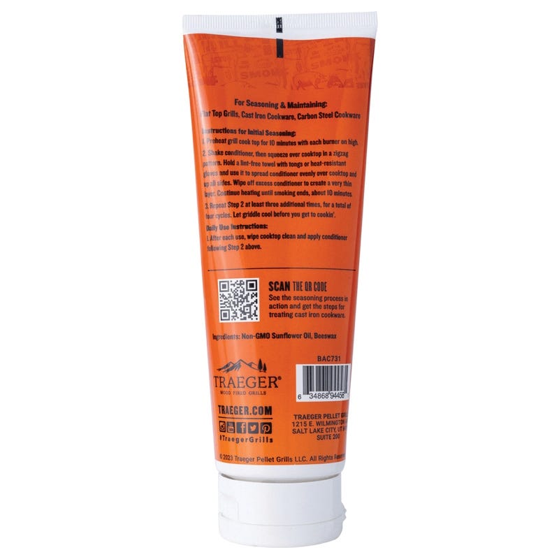 Traeger Flat Top Grill Seasoning and Cast Iron Conditioner 8 oz Bottle