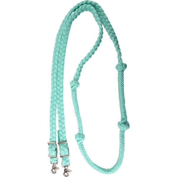 Martin Saddlery Braided Reins with Knots, 1 in, Nylon, Mint