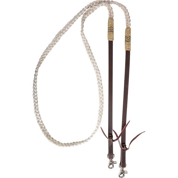 Cashel Adjustable Flat Braid Reins, 96 in L, Leather/Nylon, White