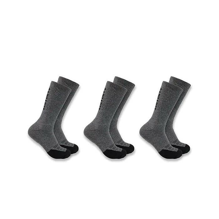 Carhartt Force Series Socks, Crew Men's, L, Elastane/Nylon/Polyester, Carbon Heather