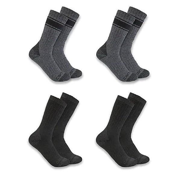 Carhartt Socks, Crew Men's, L, Acrylic/Elastane/Nylon/Polyester/Wool, Assorted