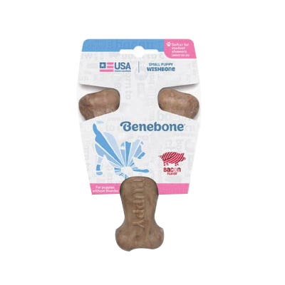 Benebone Wishbone Series Chew Toy Puppy, S, Bacon, Nylon