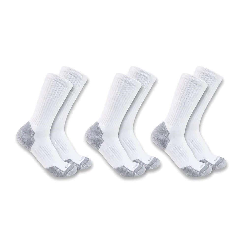 Carhartt Crew Socks, Breathable, Midweight, Men's, L, Cotton/Elastane/Nylon/Polyester, White
